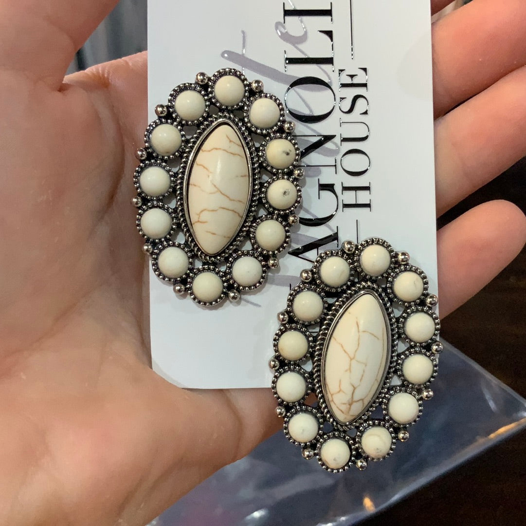 White Zuni earrings
